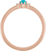 14K Gold Round Natural Turquoise Halo-Style Ring - Rose Gold - view 5