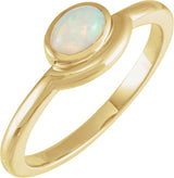 14K Gold Oval Natural Ethiopian Opal Bezel-Set Cabochon Ring - Yellow Gold