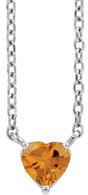 Platinum Heart Natural Citrine Solitaire Necklace
