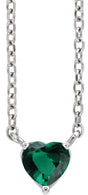 Platinum Heart Lab-Grown Emerald Solitaire Necklace
