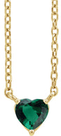 14K Gold Heart Lab-Grown Emerald Solitaire Necklace - Yellow Gold