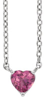 Platinum Heart Natural Pink Tourmaline Solitaire Necklace