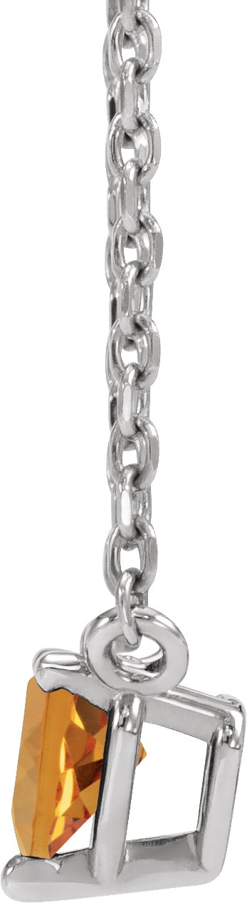 Platinum Heart Natural Citrine Solitaire Necklace - view 2