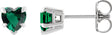 14K Gold Lab-Grown Emerald Heart 5-Prong Claw V-End Stud Earrings - White Gold