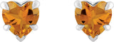 Platinum Natural Citrine Heart 5-Prong Claw V-End Stud Earrings - view 2
