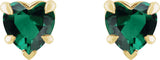 14K Gold Lab-Grown Emerald Heart 5-Prong Claw V-End Stud Earrings - Yellow Gold - view 2