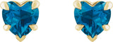 14K Gold Natural London Blue Topaz Heart 5-Prong Claw V-End Stud Earrings - Yellow Gold - view 2