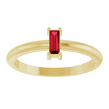 14K Gold Straight Baguette Lab-Grown Ruby Stackable Ring - Yellow Gold - view 3