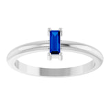 Platinum Straight Baguette Lab-Grown Blue Sapphire Stackable Ring - view 3