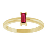 14K Gold Straight Baguette Natural Ruby Stackable Ring - Yellow Gold - view 3