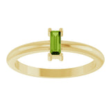 14K Gold Straight Baguette Natural Peridot Stackable Ring - Yellow Gold - view 3