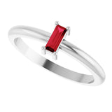 14K Gold Straight Baguette Lab-Grown Ruby Stackable Ring - White Gold - view 5