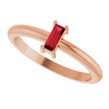14K Gold Straight Baguette Lab-Grown Ruby Stackable Ring - Rose Gold - view 5