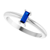 Platinum Straight Baguette Lab-Grown Blue Sapphire Stackable Ring - view 5
