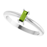 14K Gold Straight Baguette Natural Peridot Stackable Ring - White Gold - view 5
