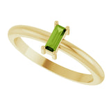 14K Gold Straight Baguette Natural Peridot Stackable Ring - Yellow Gold - view 5