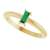 14K Gold Straight Baguette Lab-Grown Emerald Stackable Ring - Yellow Gold - view 5