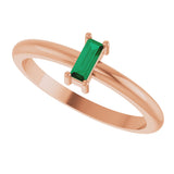 14K Gold Straight Baguette Lab-Grown Emerald Stackable Ring - Rose Gold - view 5