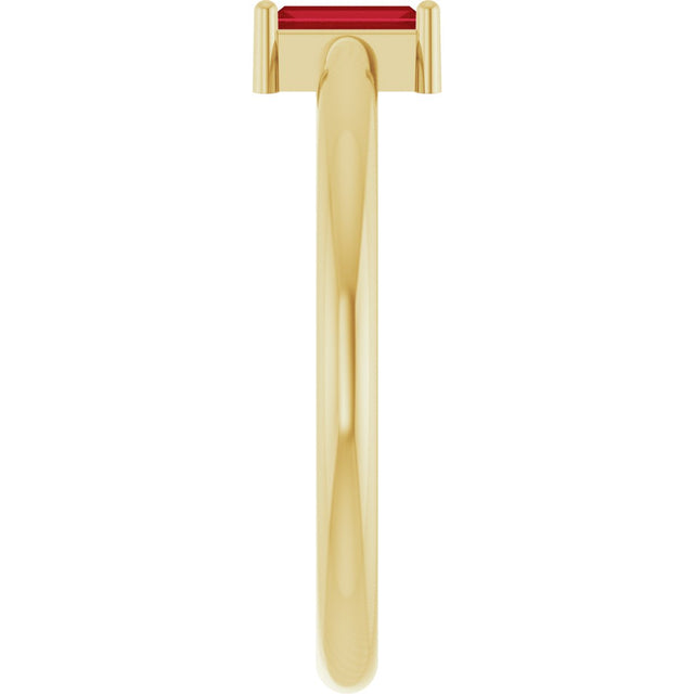 14K Gold Straight Baguette Lab-Grown Ruby Stackable Ring - Yellow Gold - view 4