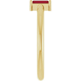14K Gold Straight Baguette Natural Ruby Stackable Ring - Yellow Gold - view 4