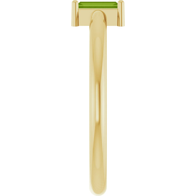 14K Gold Straight Baguette Natural Peridot Stackable Ring - Yellow Gold - view 4