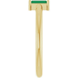14K Gold Straight Baguette Lab-Grown Emerald Stackable Ring - Yellow Gold - view 4