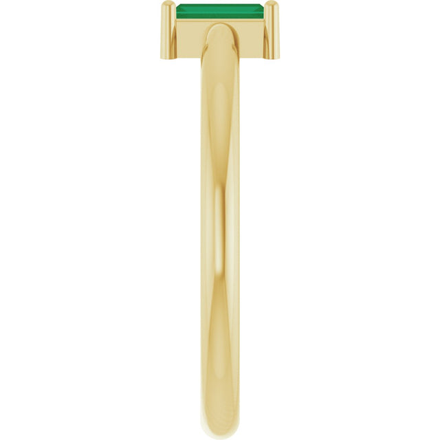 14K Gold Straight Baguette Lab-Grown Emerald Stackable Ring - Yellow Gold - view 4