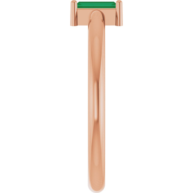 14K Gold Straight Baguette Lab-Grown Emerald Stackable Ring - Rose Gold - view 4