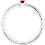 14K Gold Straight Baguette Lab-Grown Ruby Stackable Ring - White Gold - view 2