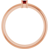 14K Gold Straight Baguette Lab-Grown Ruby Stackable Ring - Rose Gold - view 2