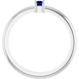 Platinum Straight Baguette Lab-Grown Blue Sapphire Stackable Ring - view 2