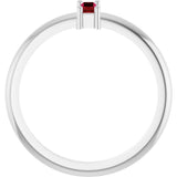 Platinum Straight Baguette Natural Ruby Stackable Ring - view 2