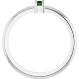 Platinum Straight Baguette Lab-Grown Emerald Stackable Ring - view 2