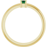 14K Gold Straight Baguette Lab-Grown Emerald Stackable Ring - Yellow Gold - view 2