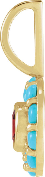 14K Gold Round Natural Pink Spinel & Natural White Opal Halo-Style Pendant - Rose Gold - view 4