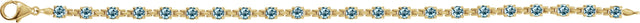 14K Gold Round Natural Sky Blue Topaz Line Bracelet - Yellow Gold - view 2