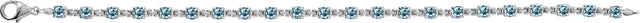 14K Gold Round Natural Sky Blue Topaz Line Bracelet - White Gold - view 2