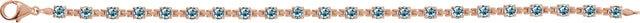 14K Gold Round Natural Sky Blue Topaz Line Bracelet - Rose Gold - view 2