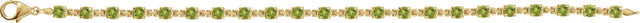 14K Gold Round Natural Peridot Line Bracelet - Yellow Gold - view 2