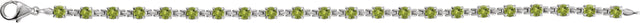 14K Gold Round Natural Peridot Line Bracelet - White Gold - view 2