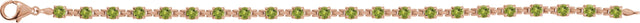 14K Gold Round Natural Peridot Line Bracelet - Rose Gold - view 2