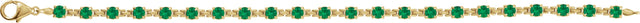 14K Gold Round Lab-Grown Emerald Line Bracelet – 3.5mm Stones - Yellow Gold - view 2