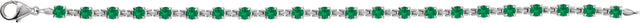 14K Gold Round Lab-Grown Emerald Line Bracelet – 3.5mm Stones - White Gold - view 2