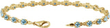 14K Gold Round Natural Sky Blue Topaz Line Bracelet - Yellow Gold - view 3