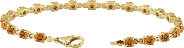 14K Gold Round Natural Citrine Line Bracelet - Yellow Gold - view 4