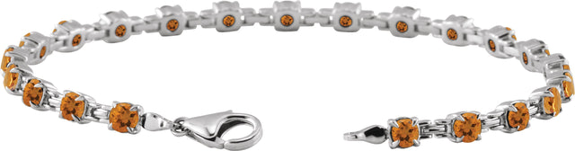 14K Gold Round Natural Citrine Line Bracelet - White Gold - view 3