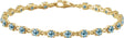 14K Gold Round Natural Sky Blue Topaz Line Bracelet - Yellow Gold