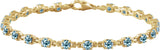 14K Gold Round Natural Sky Blue Topaz Line Bracelet - Yellow Gold