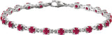 14K Gold Round Lab-Grown Ruby Line Bracelet – 3.5mm Stones - White Gold