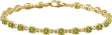 14K Gold Round Natural Peridot Line Bracelet - Yellow Gold